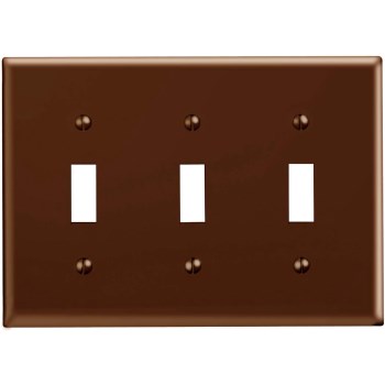 Toggle Switch Wall Plate, Brown - 3 Gang