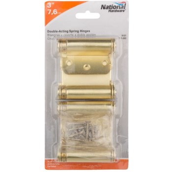  Double Action Spring Hinge, Brass Finish ~ 3"