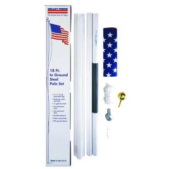 U.S. Flag Pole Kit, In-Ground - 18 Ft with 3' x 5' Flag