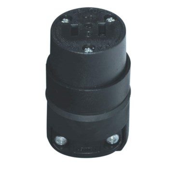 Heavy Duty Rubber Connector  Female   15A  125V   Black