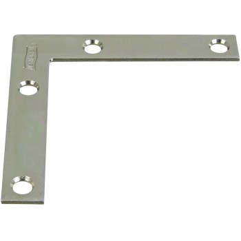 Flat Corner Brace,  Zinc ~ 3" x 1/2" 