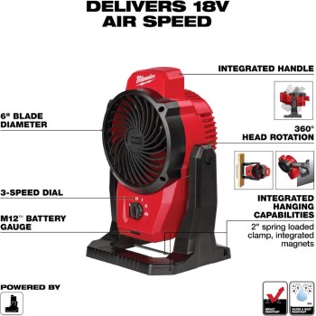 M12 Cordless Mounting Fan - Tool Only