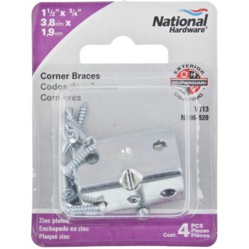 Corner Brace, Zinc ~ 1 1/2"