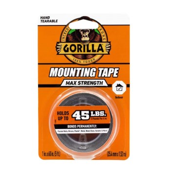Gorilla Max Strength Mounting Tape, Black - 1" x 60"