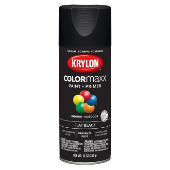 Krylon COLORmaxx Spray Paint, Flat Black - 12 oz