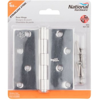 Full Mortise Removable Pin Hinge, Stainless Steel ~ 4" x 4" 