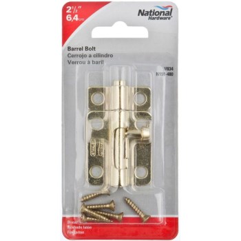 Barrel Bolt, Brass Finish ~ 2 1/2"