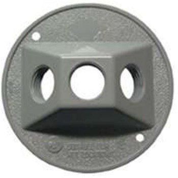 Round Cluster Cover, Weatherproof Three Hole Gray
