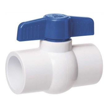 White PVC Slip Ball Valve - 1-1/4"