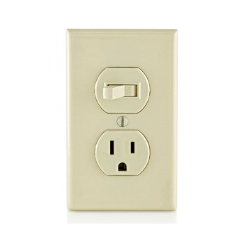 Combo Switch and Outlet, Grounded - 15 Amp, Light Almond