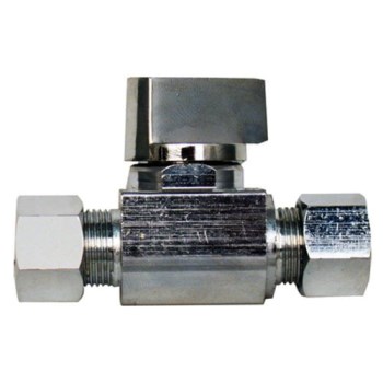 Larsen 1/4 Turn Straight Stop, Chrome - 3/8" Comp x 3/8" Comp