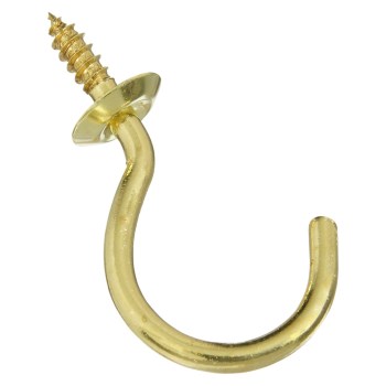 Solid Brass Cup Hooks, 1-1/2" - Pack of 2
