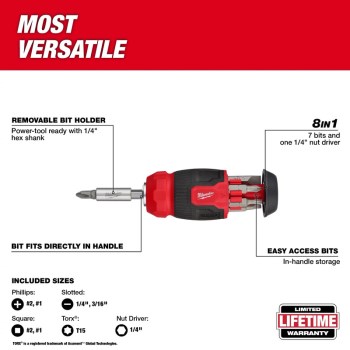 Milwaukee 8-In-1 Compact Multi-Bit Screwdriver