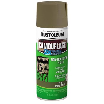 Camouflage 2X Spray Paint, Army Green - 12 oz