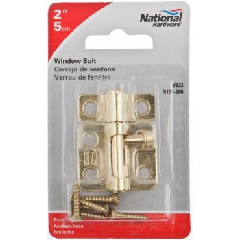 Window Bolt,  Brass Finish ~ 2"