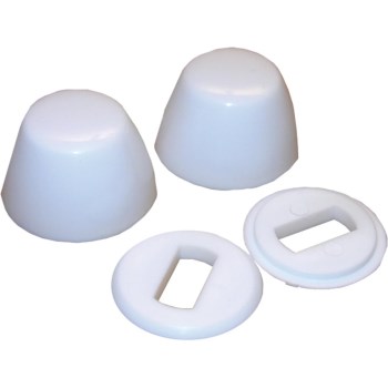 Larsen Round Plastic Toilet Bolt Caps, White - 2pk