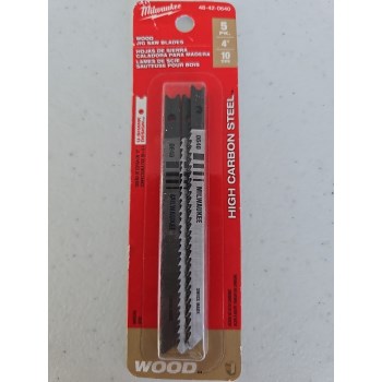 Milwaukee U-Shank HCS Jigsaw Blade - 4" x 10 TPI, 5pk