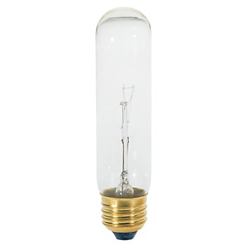 Tubular Incandescent Bulb, T10 E26 - 25W Clear