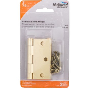 Door Hinge,  Satin Brass -Visual Pk 512 3 x 3"