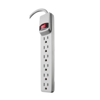 Woods 6-Outlet Power Strip - 4 Ft, White