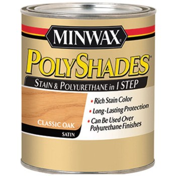 Minwax 21370 PolyShades Stain & Polyurethane, Classic Oak Satin ~ 1/2 Pint 