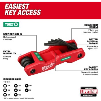 Milwaukee 8-Piece TORX Folding Hex Key Set - T9-T40
