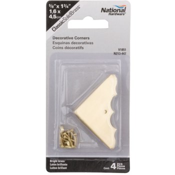 Decorative Corners,  Brass  - 5/8" x 1.75"  ~ 4/Pk