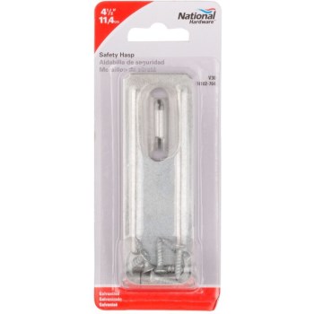 Galvanized Finish Safety Hasp, visual pack 30, 4 - 1 / 2 inches. 