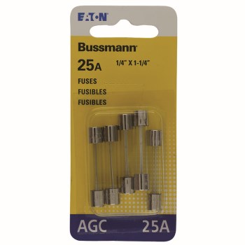 AGC Glass Tube Fuse - 25 Amp, 5pk