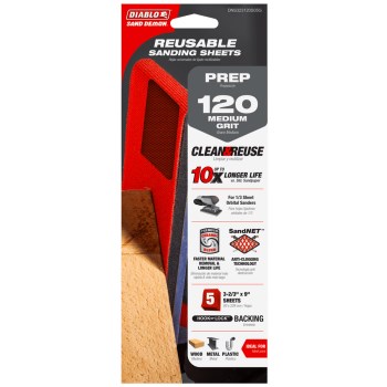 Diablo Sand Demon Reusable Sanding Sheet, 120 Grit - 5pk