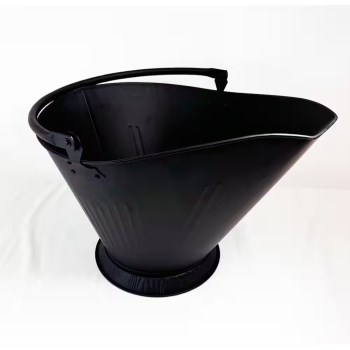 Gray Metal Black Steel Coal Hod with Bail Handle