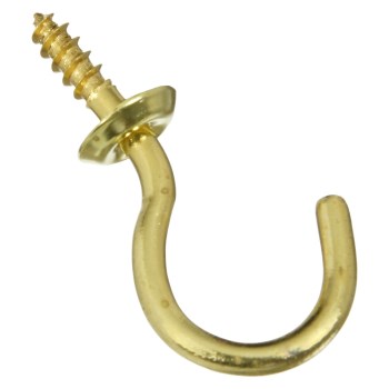 Solid Brass Cup Hooks, 1" - Pack of 4