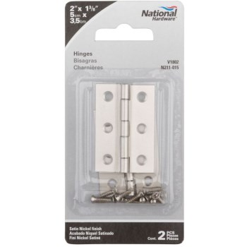 Decorative Broad Hinge, Satin Nickel ~ 2" x 1-3/8"