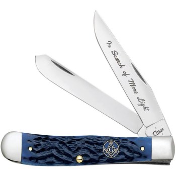 Masonic Blue Bone Trapper Knife