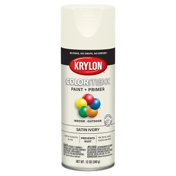 Krylon COLORmaxx Spray Paint, Satin Ivory - 12 oz
