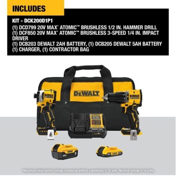 DeWalt 20V MAX ATOMIC Hammer Drill & Impact Driver Combo Kit