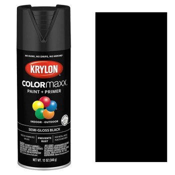 Krylon COLORmaxx Spray Paint, Semi-Gloss Black - 12 oz
