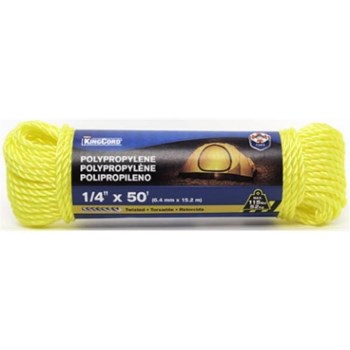 Mibro Twisted Poly Rope, Yellow - 1/4" x 50 Ft