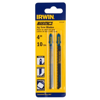Irwin Marathon T-Shank Jigsaw Blade, 10 TPI Fleam Ground - 4" (2-Pack)