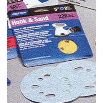 Norton Hook & Sand Disc, P220 Grit - 5", 8-Hole, 4pk