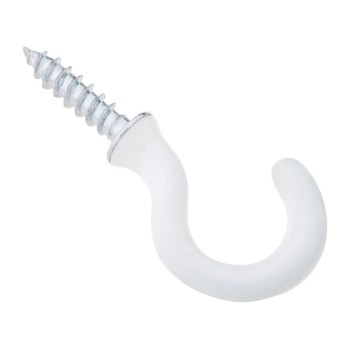 Cup Hook, White - 3/4", 5pk