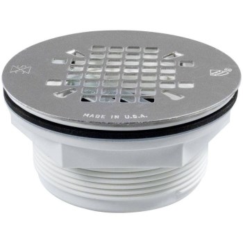 PVC Shower Drain with Stainless Steel Strainer - 2"