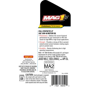 MAG 1 Full Synthetic 4T Motor Oil, 10W-40 - Qt