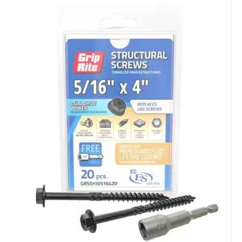 Grip Rite Structural Screw - 5/16" x 4", 20-Pack