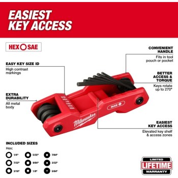 SAE/Metric Folding Hex Key Set - 17-Piece