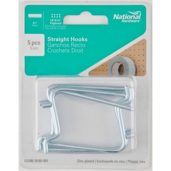 Straight Pegboard Hook, Zinc Plated ~ 2 1/2"
