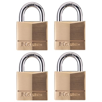 Master Lock Solid Brass Padlock, Keyed Alike - 1-9/16", 4pk