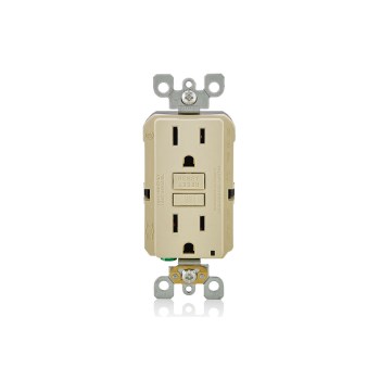 GFCI Outlet, Self Test - 15 Amp, Ivory