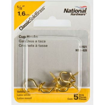  Solid Brass Cup Hook, Visual Pack 2021 5/8 inches