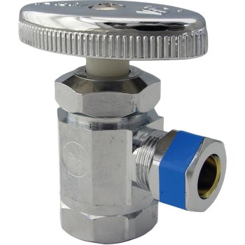 Larsen Angle Stop Valve, Chrome - 1/2" FIP x 3/8" OD
